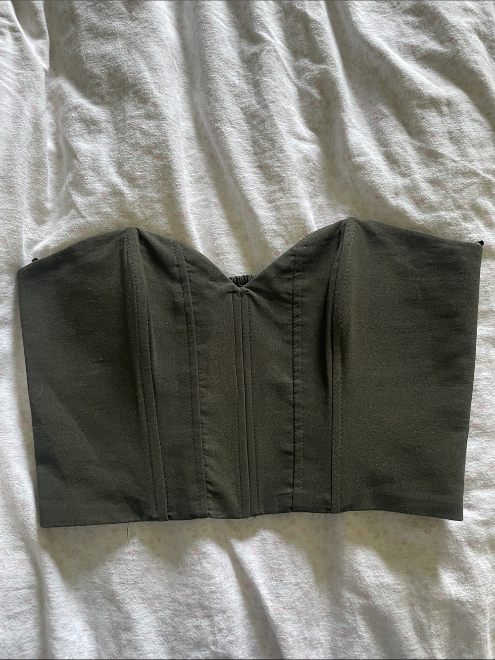 Zara Olive Green Strapless Corset Top